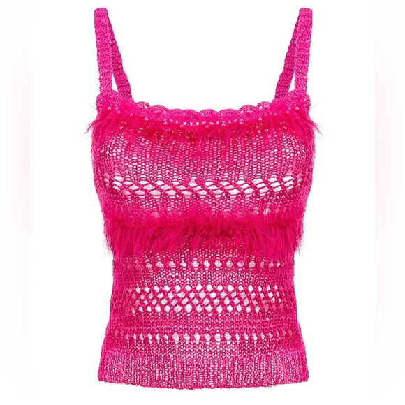Andreeva handmade knit pink tank top size small